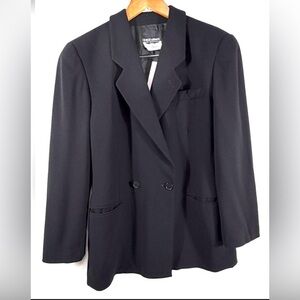 VTG Giorgio Armani Wool Blazer Black Vestimenta Italy Bergdorf Goodman Sz 40